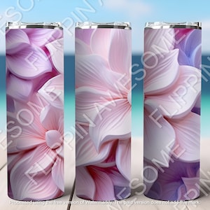 Pink and Purple Flowers 20 oz Skinny Tumbler Sublimation Design, Straight Tumbler Wrap, Instant Digital Download PNG