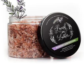 Rosemary Sage Bath Salts | Pink Himalayan Salt, Himalayan Bath Salt, Sea Salt Bath Soak, Natural Bath Salts