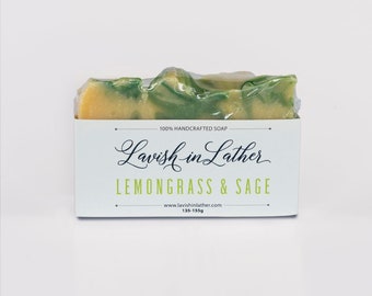 Homemade Lemongrass & Sage Bar Soap | Natural Handmade Soap, Moisturizing Bar Soap, All Natural Soap, Soap Gift Set