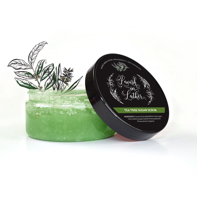 Tea Tree Sugar Scrub Homemade Sugar Scrub, All Natural Sugar Scrub