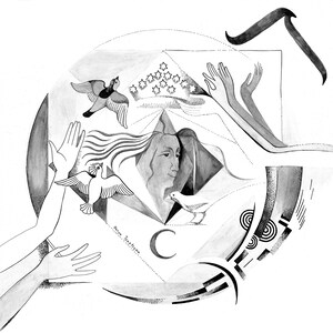 The Empress Tarot Major Arcana Ink Drawing