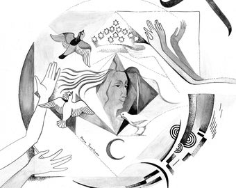 Dibujo a tinta de los Arcanos Mayores del Tarot de la Emperatriz