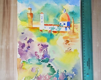FLORENCE ITALY Original Watercolor of Tuscany