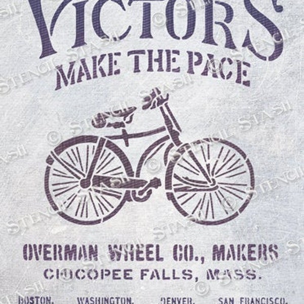 STENCIL 'Bicycles Large' Vintage Victors Bike Advert Label Industrial, Furniture Crafts, Reusable THICKER 250/10mil MYLAR, by Stencil Stash