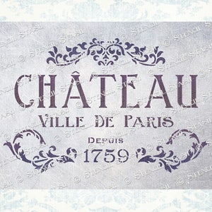 STENCIL 'Chateau' Paris, Vintage French Script, Furniture, Chic, Crafts, Reusable THICKER 250/10mil MYLAR, by Stencil Stash