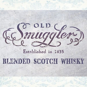 STENCIL Etichetta vintage &quot;Scotch Whisky&quot;, Decorazione per la casa, Mobili, Casse, Artigianato, Riutilizzabile, MYLAR PIÙ SPESSO 250/10mil, di Stencil Stash