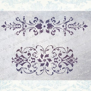 STENCIL &#39;Damask Panels&#39; Vintage Chic, Furniture, Drawers, Home decor, Plaster, Crafts, Reusable THICKER 250/10mil MYLAR, by Stencil Stash