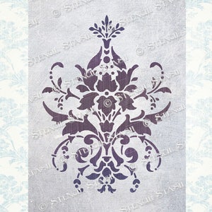 STENCIL &#39;Flourish Kaitlyn&#39; Damask,  French Chic, Furniture, Plaster, Crafts, Reusable THICKER 250/10mil MYLAR, by Stencil Stash