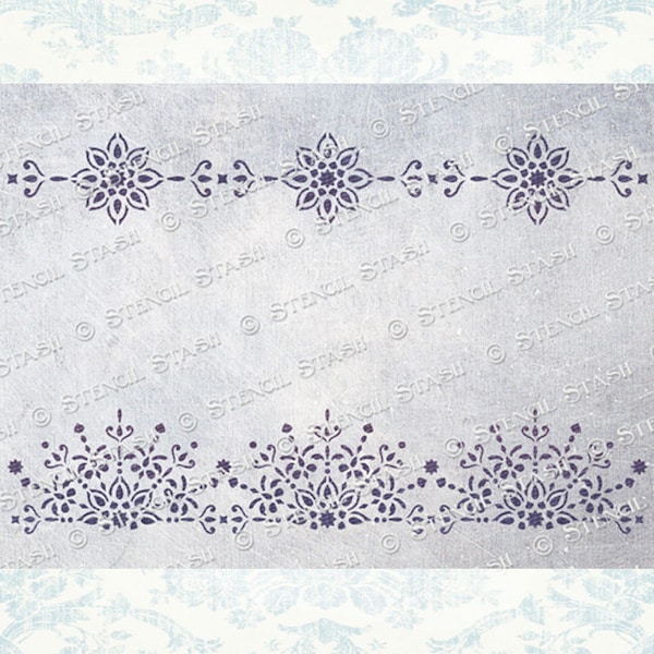 STENCIL 'Indian Lace Border' Repeat Pattern, Furniture, Plaster, Home Decor, Crafts, Reusable THICKER 250/10mil MYLAR, by Stencil Stash