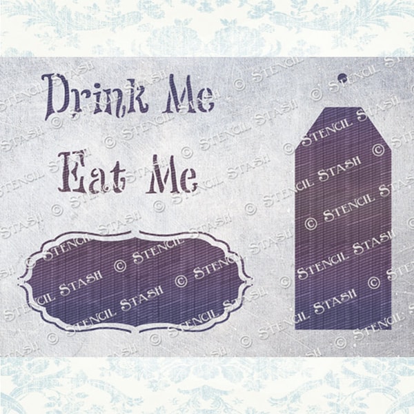 STENCIL 'Alice Drink Me' Wonderland, Children, Furniture, Home Decor, Crafts, Labels, Reusable THICKER 250/10mil MYLAR, by Stencil Stash