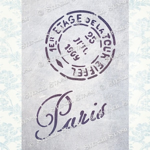 STENCIL 'Postmark Paris', Vintage French Script, Furniture, Chic, Crafts, Reusable THICKER 250/10mil MYLAR by Stencil Stash