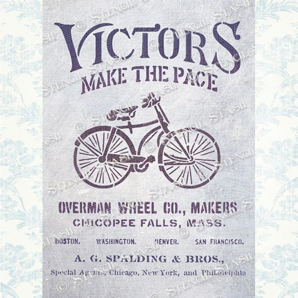 STENCIL 'Bicycles' Vintage Victors Bike Advert, Label, Furniture, Crafts, Reusable THICKER 250/10mil MYLAR, by Stencil Stash