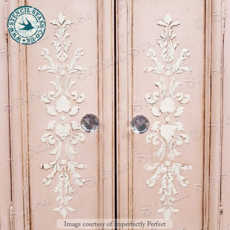 STENCIL 'Damask Panels' Vintage Chic Furniture Etsy