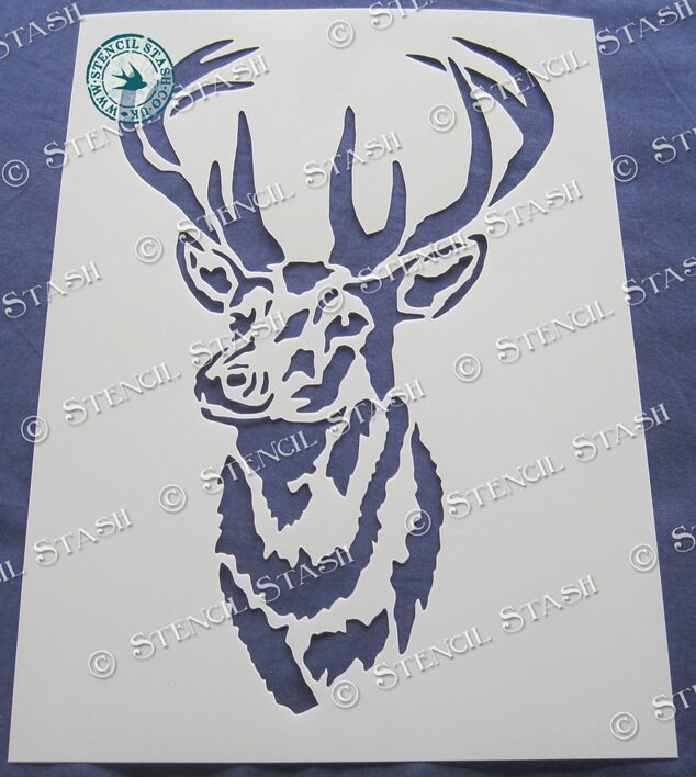 Stash ステンシル STENCIL 'stag Head' 4 Sizes Home Decor, Furniture, Wall, Fabric