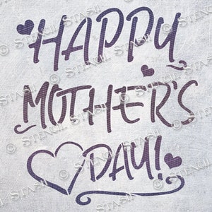ESTÊNCIL 'Feliz Dia das Mães 1' Coração de Amor Mãe, Presente Artesanato Cartões Caixas Placas, Reutilizável MAIS ESPESSO 250/10mil MYLAR, por Stencil Stash