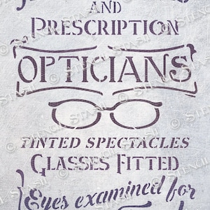 STENCIL 'Jewellers and Opticians' Quirky Vintage Shop Sign, Furniture Crafts, Reusable THICKER 250/10mil MYLAR by Stencil Stash