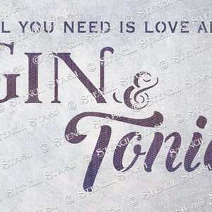 STENCIL &#39;Gin & Tonic&#39; Signs, Fabric, Furniture, Wood, Crates, Crafts, Reusable THICKER 250/10mil MYLAR, by Stencil Stash