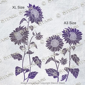 SCHABLONE 'Sunflowers' Große Blumen, 2 Größen, Möbel, Gips, Wohnkultur, Basteln, wiederverwendbar, DICKER 250/10mil MYLAR, von Stencil Stash