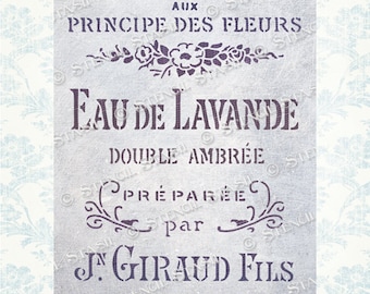 STENCIL &#39;French Lavender&#39; Vintage Perfume Label, French Chic, Furniture, Crafts, Reusable THICKER 250/10mil MYLAR, by Stencil Stash