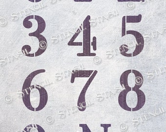 STENCIL 'Numbers Industrial', 6 sizes, Furniture, Retro, Vintage, Crafts, Reusable MYLAR, by Stencil Stash