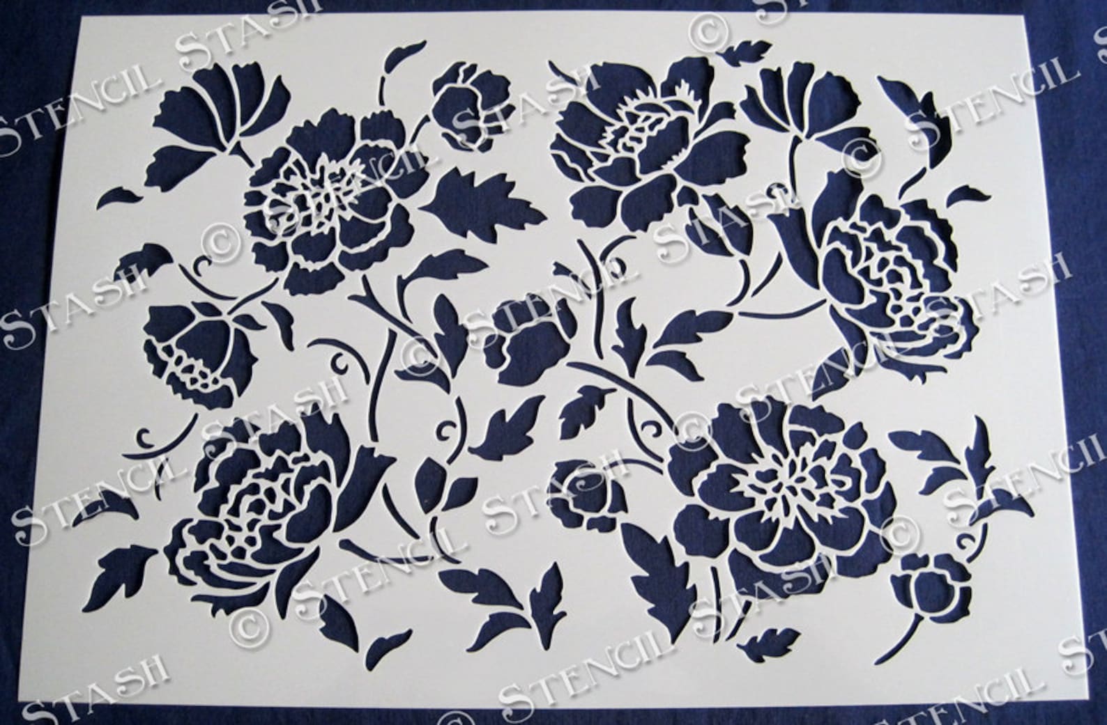 STENCIL 'Peony Flower Repeat Pattern' Furniture Etsy