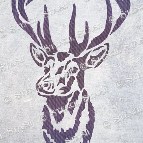 STENCIL 'stag Head' 4 Sizes Home Decor, Furniture, Wall, Fabric