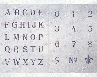 STENCIL 'Letter & Number Set' Alphabet, Xmas, Weddings, Signs, Furniture, Vintage, Craft, Reusable THICKER 250/10mil MYLAR, by Stencil Stash