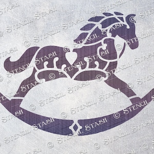 STENCIL 'Rocking Horse' 4 maten Xmas Decor, borden, kaart, cadeauverpakking, stof, ambachtelijk, herbruikbaar DIKKER 250/10 mil MYLAR, door Stencil Stash