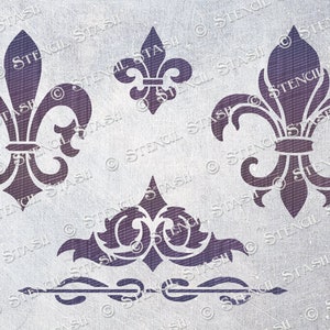 ESTÊNCIL 'Flor de Lis' Símbolo de flor francesa vintage, motivo, móveis, telas, artesanato, reutilizável MAIS ESPESSO 250/10mil MYLAR, por Stencil Stash