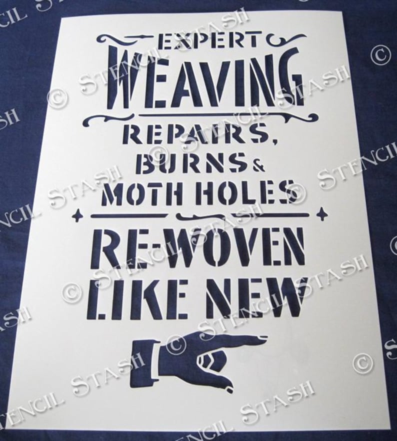 Retro Stash Sign STENCIL Pack 'mini Vintage Signs 3' Old Market, Hats, Weaving Repairs ...