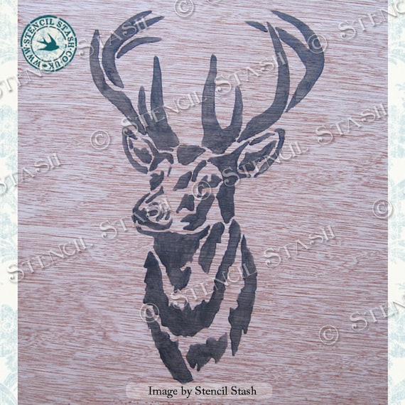 Stash ステンシル STENCIL 'stag Head' 4 Sizes Home Decor, Furniture, Wall, Fabric