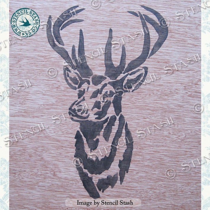 STENCIL 'stag Head' 4 Sizes Home Decor, Furniture, Wall, Fabric