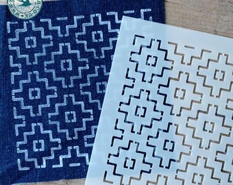 STENCIL 'Persimmon' 015 Sashiko Template, Slow Stitching, Visible Mending, Sewing, Reusable THICKER 250/10mil MYLAR, by Stencil Stash