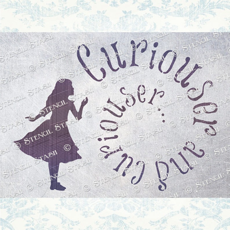 STENCIL 'alice Curious' Wonderland Children Etsy UK