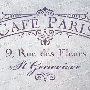 STENCIL &#39;Cafe Paris&#39;, Vintage French Script, Furniture, Home decor, Crates, Reusable THICKER 250/10mil MYLAR, by Stencil Stash