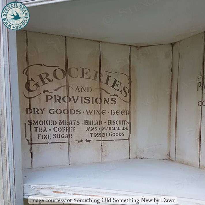 Retro Stash Sign STENCIL 'groceries' Vintage Store Shop Sign, Furniture, Home Decor ...