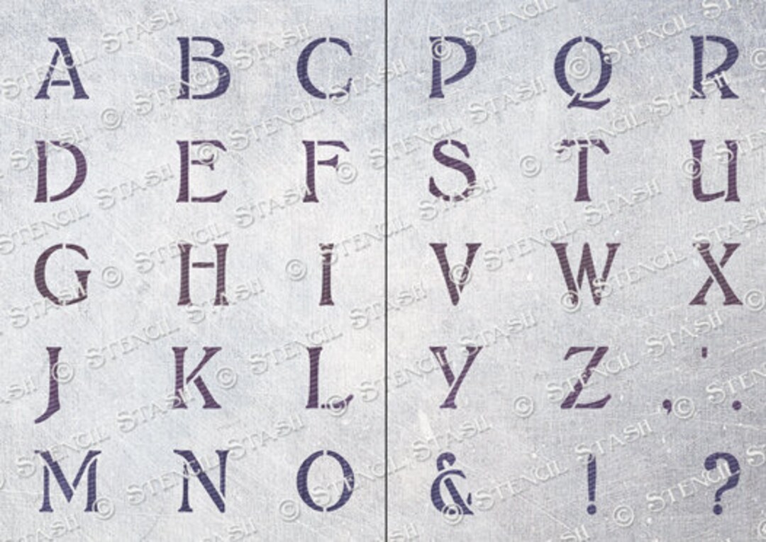 STENCIL 'vintage Letter Set' 4 Sizes, Alphabet, Signs, Weddings, Font