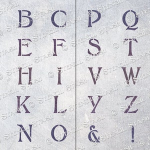 ESTÊNCIL 'Conjunto de letras vintage' 4 tamanhos, alfabeto, placas, casamentos, fonte, móveis, artesanato, reutilizável MAIS ESPESSO 250/10mil MYLAR, por Stencil Stash