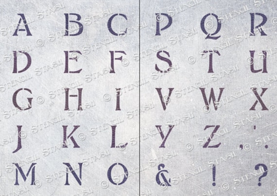 STENCIL 'Vintage Letter Set' 5 sizes, Alphabet, Signs, Weddings, Font, Furniture, Craft, Reusable THICKER 250/10mil MYLAR, by Stencil Stash