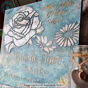 STENCIL 'Cafe de Flore' Paris, Vintage French Script, Furniture, Home decor, Crates, Reusable THICKER 250/10mil MYLAR, by Stencil Stash image 4