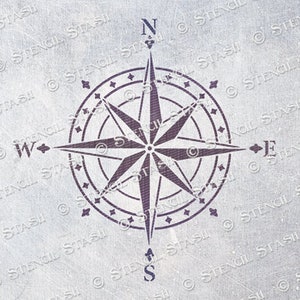 SCHABLONE 'Compass' Nautik Seaside Beach, Möbel, Home Decor, Travel Craft Projects, Wiederverwendbar DICKER 250/10mil MYLAR, von Stencil Stash