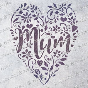 STENCIL 'Cuore per la festa della mamma' Cuore d'amore Mamma, regalo artigianato biglietti casse cartelli, riutilizzabile PIÙ SPESSO 250/10mil MYLAR, di Stencil Stash