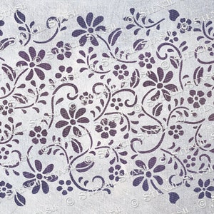 STENCIL &#39;Meadow Flowers Repeat Pattern&#39; Furniture, Plaster, Home Decor, Crafts, Reusable THICKER 250/10mil MYLAR, by Stencil Stash