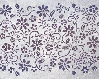 STENCIL 'Meadow Flowers Repeat Pattern' Furniture, Plaster, Home Decor, Crafts, Reusable THICKER 250/10mil MYLAR, by Stencil Stash