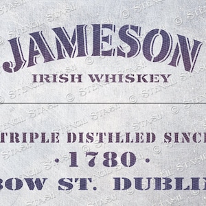 STENCIL &#39;Crate Jameson Triple&#39; Irish Whiskey Crates Signs Wood Home Decor Vintage, Reusable THICKER 250/10mil MYLAR, by Stencil Stash