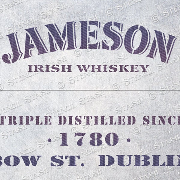 STENCIL 'Crate Jameson Triple' Irish Whiskey Crates Signs Wood Home Decor Vintage, Reusable THICKER 250/10mil MYLAR, by Stencil Stash