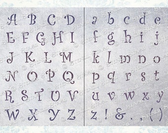STENCIL 'Curly Alphabet', Xmas, Weddings, Signs, Furniture, Vintage, Craft, Reusable THICKER 250/10mil MYLAR, by Stencil Stash