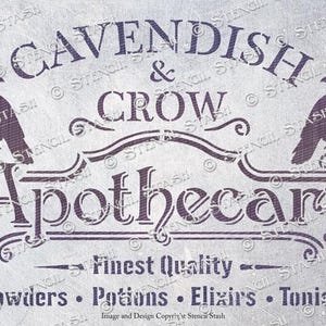 SCHABLONE 'Apothecary Gothic' Vintage Laden Ladenschild, Krähe, Möbel, Wohnkultur, Küche, wiederverwendbar DICKER 250/10mil MYLAR von Stencil Stash