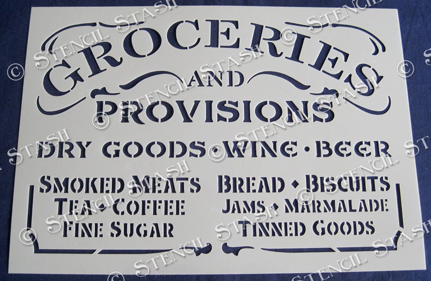 Retro Stash Sign STENCIL 'groceries' Vintage Store Shop Sign, Furniture, Home Decor ...