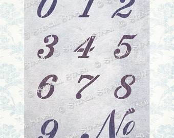 STENCIL 'Numbers French', 5 sizes Vintage Chic, Furniture, Crafts, Fabric, Reusable THICKER 250/10mil MYLAR, by Stencil Stash